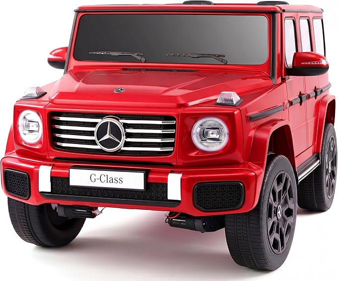 ELEMARA 2 Seater 24v Ride on Toys for Big Kids,Mercedes Benz G-Class G500 SUV Ride on Toys for Kids 4-8,4x4 Side by Side Ride on Truck,Rechargeable Battery,Bluetooth,Music& Horn,Soft Start,Red