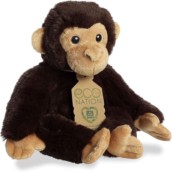 Aurora® Responsibly Made Eco Nation™ Chimpanzee Stuffed Animal - Ideal for Playtime Adventures - Perfect for Birthdays or Just Because - Brown 7.5 Inches