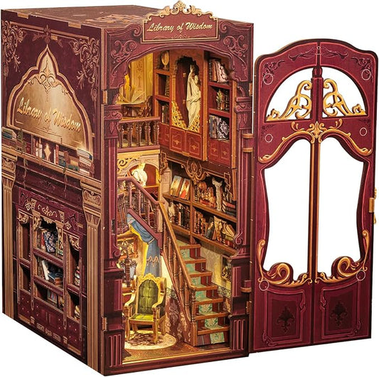 CUTEBEE Book Nook Kit - DIY Miniature House Dollhouse Kit for Adults, Booknook Tiny House Bookshelf Decor 3D Wooden Puzzle, Gifts for Family and Friends (Library of Wisdom)
