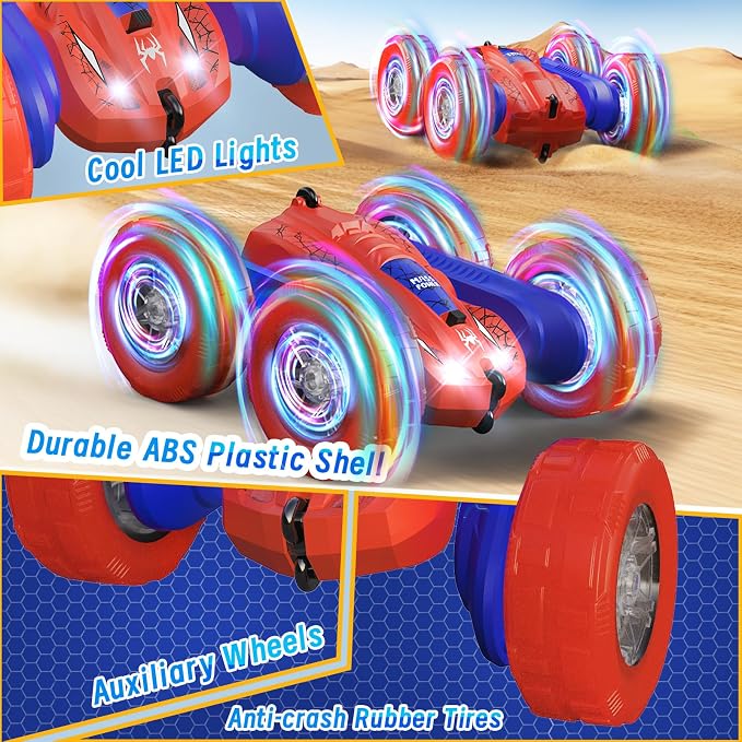 HarworLife Spider Remote Control Car for Boys 4-7, Double-Sided Driving 360° Flips 4WD with Bright Lights for Kids, Fun Outdoor Toys Gifts for Kids Boys Birthday or Christmas Age 4 5 6 7 8 Year Old