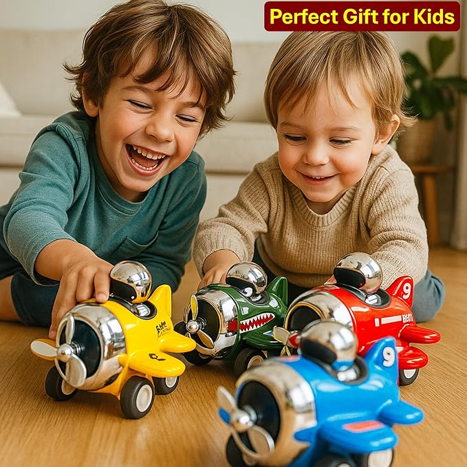 Alloy Press to Go Toy Cars Airplanes, Die-cast Collectible Model Race Cars, Birthday Christmas Holiday Party Gift for Kids 3+, Adults, and Collectors, Multi-Color (4-Pack / #9)