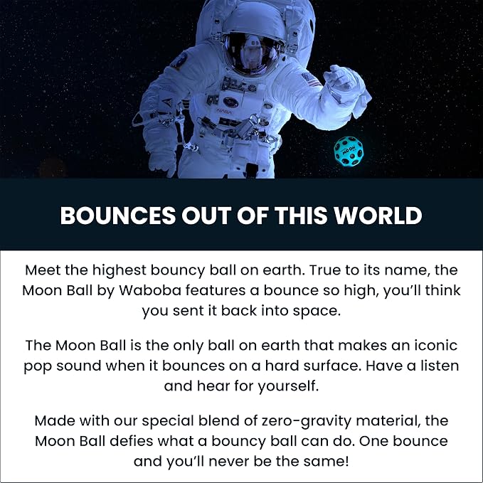Waboba The Original Moon Ball - Hyper Bouncy Ball – Makes Pop Sound When Bounced - All Ages Extreme Bounce & Fun - Perfect for Active Play & Indoor or Outdoor Games