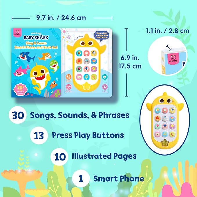 Pinkfong Baby Shark Sing & Learn Smart Phone and Book Set - Interactive Educational Book - Ages 1-3