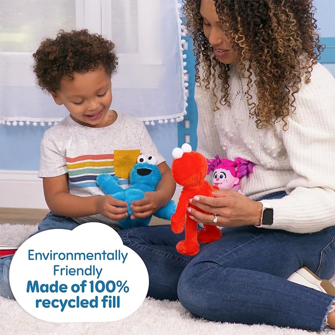 Sesame Street Friends 8-inch Cookie Monster Plush Stuffed Animal, Recycled Filling, Kids Toys for Ages 18 Month by Just Play