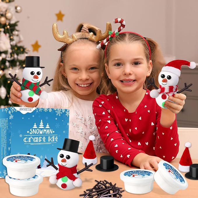 30 Pack Stocking Stuffers for Kids,Christmas Crafts for Kids Bulk,Build a Snowman Crafts Kit Modeling Clay,Christmas Stocking Stuffers Gifts Activities for Boys Girls (10 Snowman)