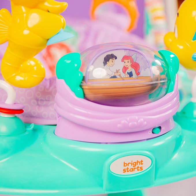 Bright Starts Disney The Little Mermaid Sea of Activities Baby Activity Jumper with Interactive Toys, Lights & Music with Disney Princess Ariel, 6-12 Months (Blue)