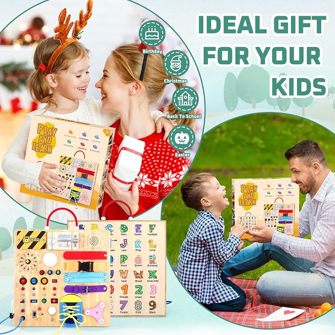 Hoarosall 23 in 1 Busy Board Montessori Toys for Toddler and 1-3 Year Old Boys and Girls