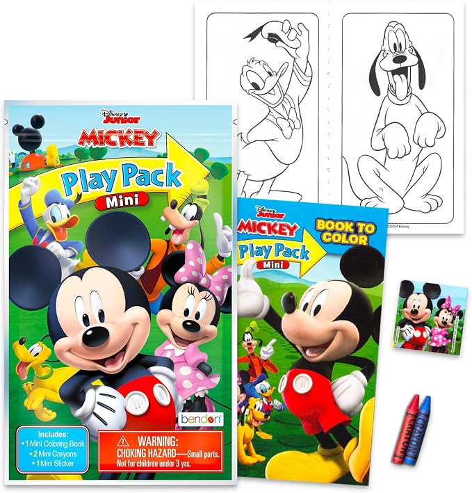 Disney Mickey Mouse Club House Mini Party Favors Set - Bundle with 24 Mickey Play Packs with Coloring Pages, Stickers, More | Mickey Party Supplies