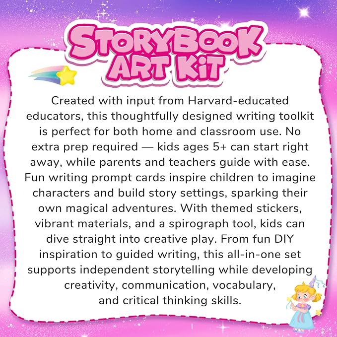 Fantasy Storybook Art Starter Kit, Creative Writing for Kids, Write Your Own Book, Art Kit for Kid 6-9, DIY Craft, Scrapbooking & Journal Supplies, Hardcover Comic Book Making Kit, Christmas Gift