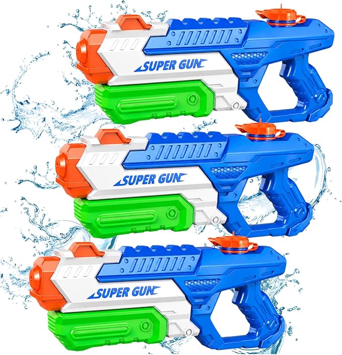 3 Pack Water Guns for Kids Adults, 600cc High Capacity Super Squirt Blaster Soaker, Long Range Pump Action Water Gun Squirter, Outdoor Summer Pool Beach Water Fighting Toys