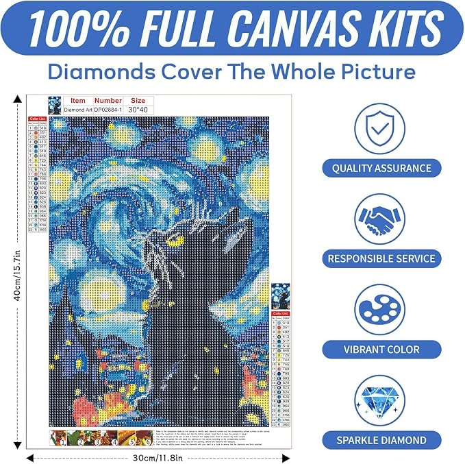 RYMILIE 4 Pack Diamond Art Painting Kits for Adults, DIY Cat Diamond Painting Kits Round Diamond Dots for Adults,5D Full Drill Painting Kit Art and Crafts for Adult Home Wall Decor 12x16inch