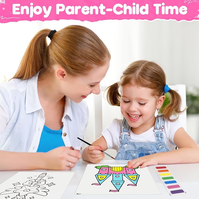 ZIZZ Paint with Water Coloring Books for Toddlers, Princess Watercolor Painting Sets for Kids Ages 3-5 4-8 Years Old, No-Mess Drawing Activity Art Craft Toys Birthday Valentine's Day Gifts for Girls