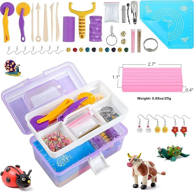 Cyajm 72 Colors Polymer Clay, Non-Toxic Oven Bake Modeling Clay, Soft Molding DIY Craft Clay for Kids, Beginners, Jewelry Making, Art Projects & Home Decor