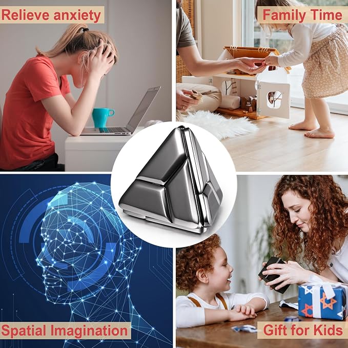 Triangle Metal Puzzle 3D Brain Teaser Puzzle (Dark Gray)