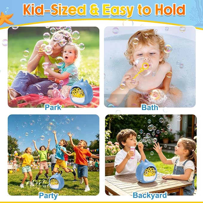 JONEG Bubble Machine Toys for Kids 3-8 Years Old - Bubble Blower Maker with Solutions, Outdoor Toy, Birthday Gift for 3 4 5 6 7 8 Year Old Girls Boys Toddlers