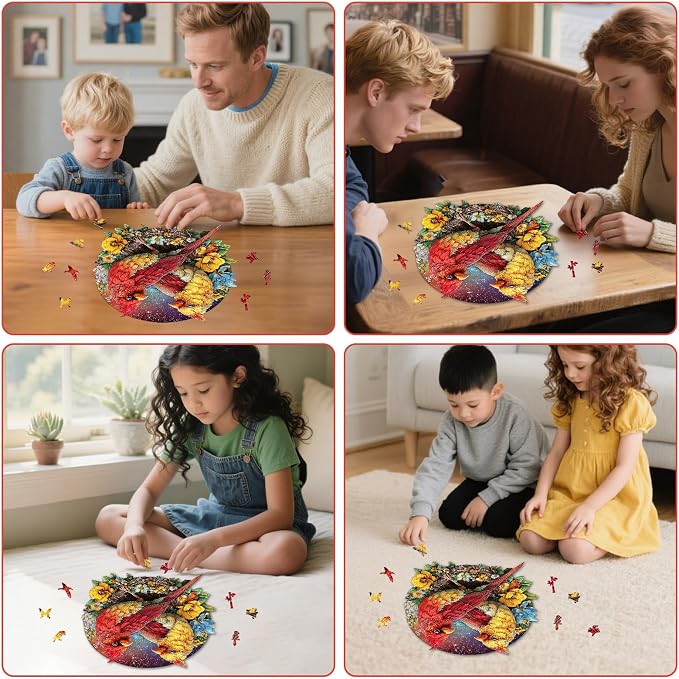 MEATRN Winter Cardinals Puzzles for Adults, Fun Educational Wooden Puzzle, Christmas Decorative Gift, Relaxing Wood Puzzle Game for Family & Friends, 508 Pcs, 16.5x16.7 in