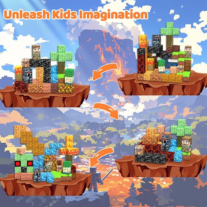 Magnetic Blocks Building Toys for Kids, 48 PCS Magnetic Blocks for Kids Ages 4-8, Magnet Cubes, STEM Sensory Toys for Boys & Girls, Christmas Birthday Gifts for Kid Ages 3+