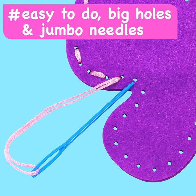 EZCRA Unicorn Sewing Kit for Kids Ages 4-8 - 4 Beginner Kids Sewing Crafts Projects - No-Mess Arts & Crafts for Girls - Gift for Kids with Felt Stickers