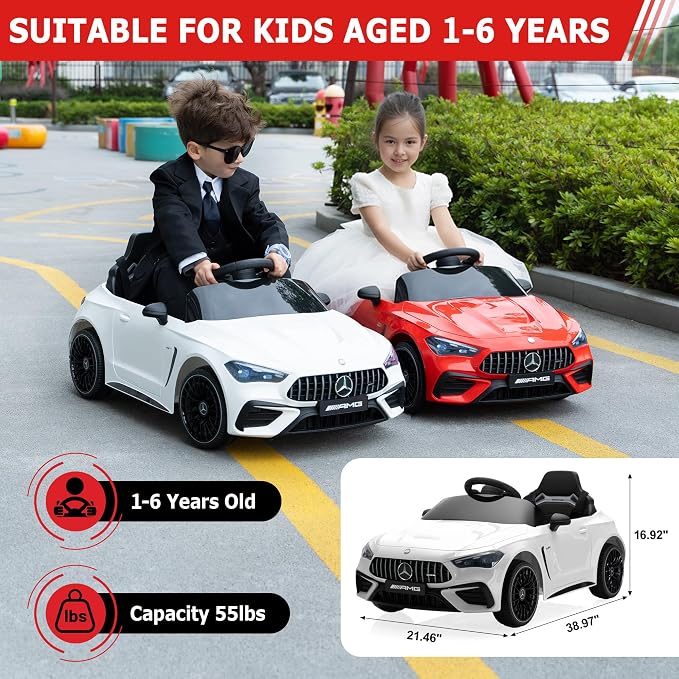 TOBBI Kids Electric Ride On Toy Car, Toddlers Battey-Powered Vehicle with Parental Remote Control/Soft Start/3 Speeds/Horn & LED for Children Ages 3-6 Years-Red
