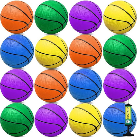 Oleitodh 15Pcs 6" Mini Basketball Balls Bulk Small Basketball Set, PVC Small Basketballs for Over The Door Hoop Games Party Favors Indoor Outdoor Play Adults Kids Pool Beach Colorful