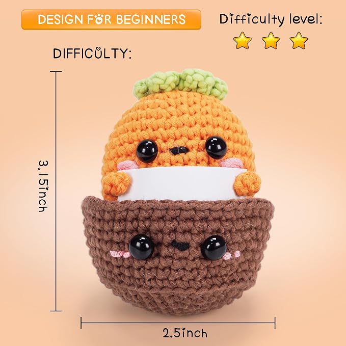 WaldyWop Beginner Crochet Kit: Wobbles Crocheting Starter Kits for Adults - Learn to Crochet Set w/Step-by-Step Video - Complete Knitting Kit, Easy Crochet Yarn, Birthday Gifts for Women