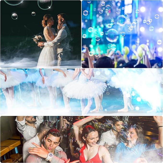 2000W Fog Bubble Machine, 3 in 1 Bubble Machine with 2 Bubble Fans,7 CH 18 RGB LED Lights Smoke Bubble All IN 1 Machine, Fog Machine Stage Effect for Party, Wedding, Halloween, 1 PACK