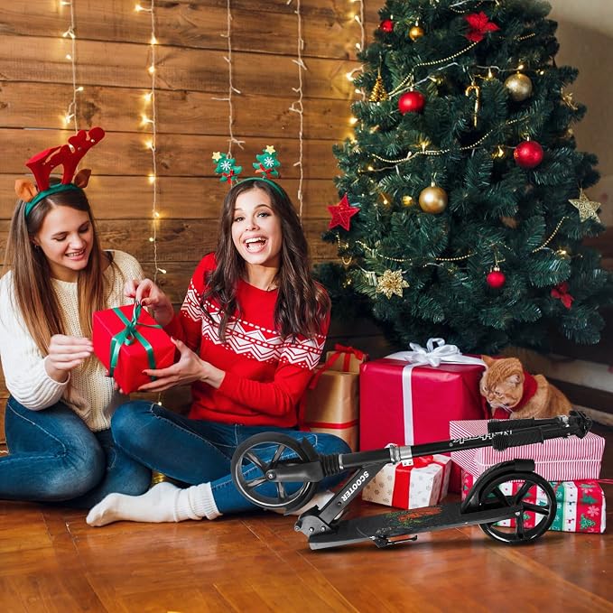Nattork Kick Scooter for Kids 6+ Years Teens Adults - 220LB Weight Capacity, Front Shock Absorber and Adjustable Handlebar - Smooth Ride with 8" Sturdy Wheels, Ideal for Outdoor Sports