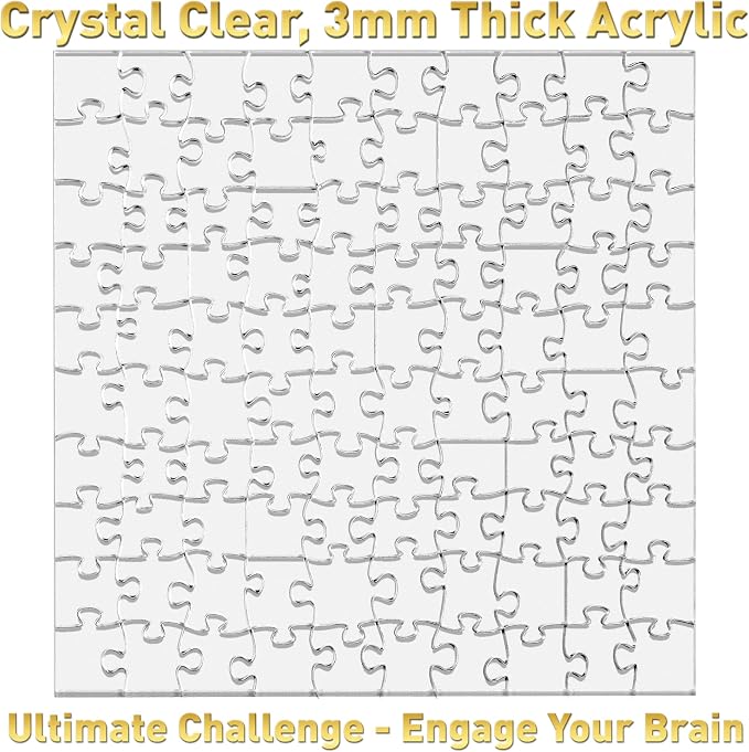 Funwares 100-piece ImPuzzable Clear Puzzle – Insanely Hard Brain Teaser for Adults – Acrylic Jigsaw with False Edges and Fale Corners – Funny White Elephant Gift