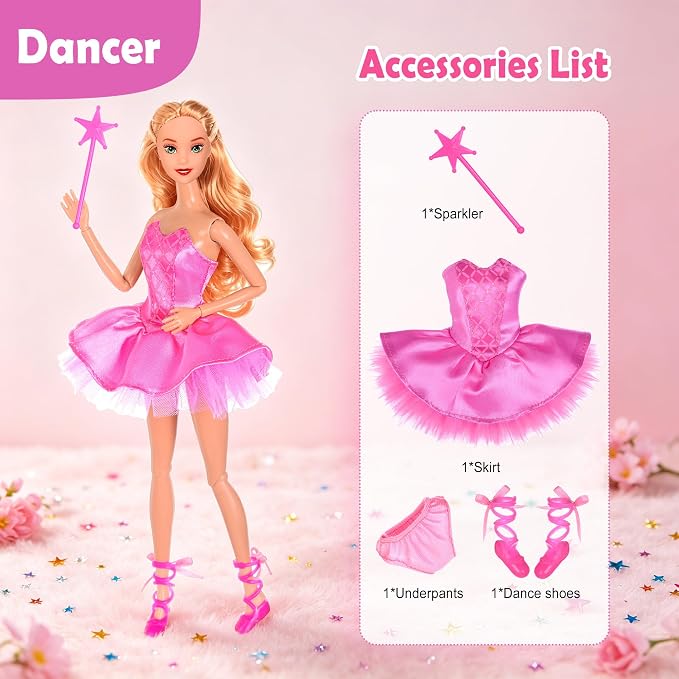 dollbie 6 Pack Fashion Dolls Playset -11.5 inch Career Role Play Dolls | Career Role Play Dolls