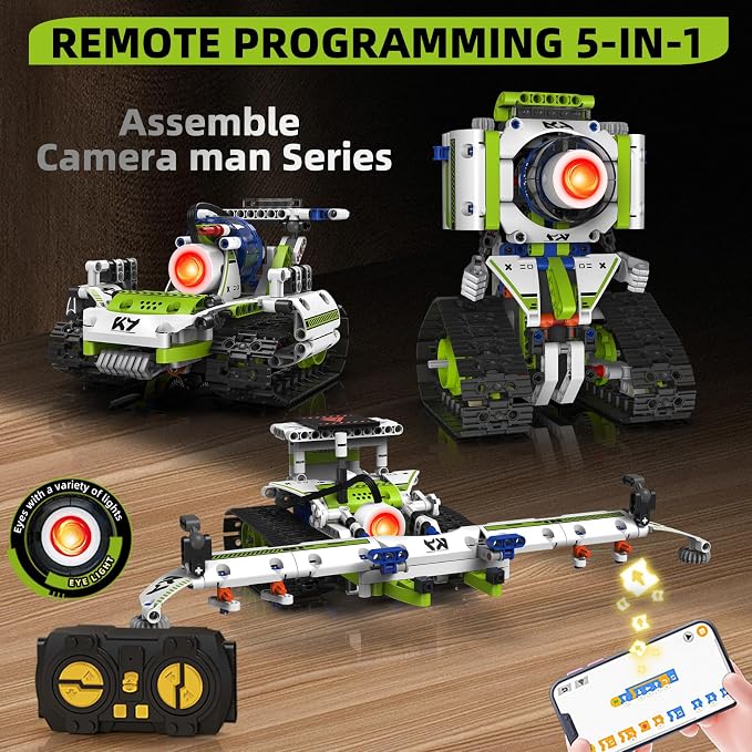 STEM Robot Building Kit Toys for Kids Ages 8-12,2025 New 5 In1 STEM Toys Robotics Set for Boys Girls,337 Pcs Blocks App & Remote Control Robot Building Set, Science Kit for Kids 8-12