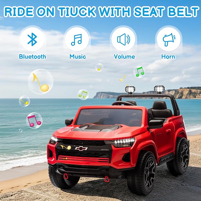 Winado 24V Licensed Colorado Electric Car for Kids, Ride on Toys for Toddlers with Remote Control, 2 Seater Electric Car Ride On Vehicle w/Bluetooth, Soft Start, LED Lights - Red