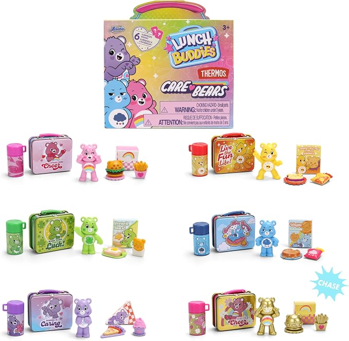 Jada Lunch Buddies – Collectible Mini Tin with Thermos, Figure & Food Accessories – 2-Inch Care Bears Toy – Care Bears & Friends – for Kids Ages 5+ (One Piece, Styles May Vary)