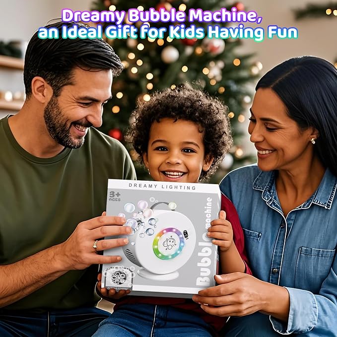 Bubble Machine for Kids Toddlers, 90° 360° Rotatable Automatic Bubble Maker with RGB Light, 4000+ Bubbles/Min Bubble Blower for 3 4 5 6 7 8 Year Old, Easter Christmas Birthday Outdoor Wedding Gifts