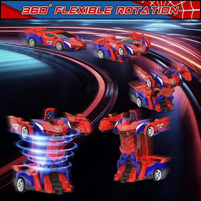 BLUEJAY Transform Rc Cars for Boys 4-7 8-12, 2.4Ghz Remote Control Car 1:18 Scale Transforming Robot, One-Button Deformation 360° Rotation Car Toy Gifts for Boys 3-5