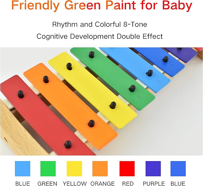 Xylophone with Harmonica for Kids Orff Instruments Wooden Xylophone with Mallets Toddler Baby Musical Instrument Educational Music Toys Christmas Day Gifts for Boys Girls