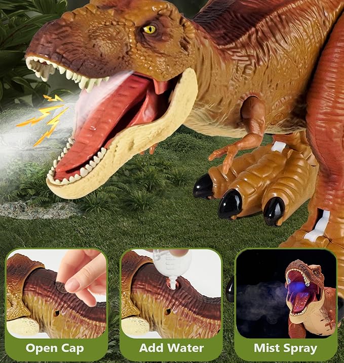 21inches Large Remote Control Dinosaur Toys for Boys Girls 3-10 Years Old RC Tyrannosaurus Dinosaur Toys Sound, Light, Roaring, Mist Spray, Realistic Walking T-Rex