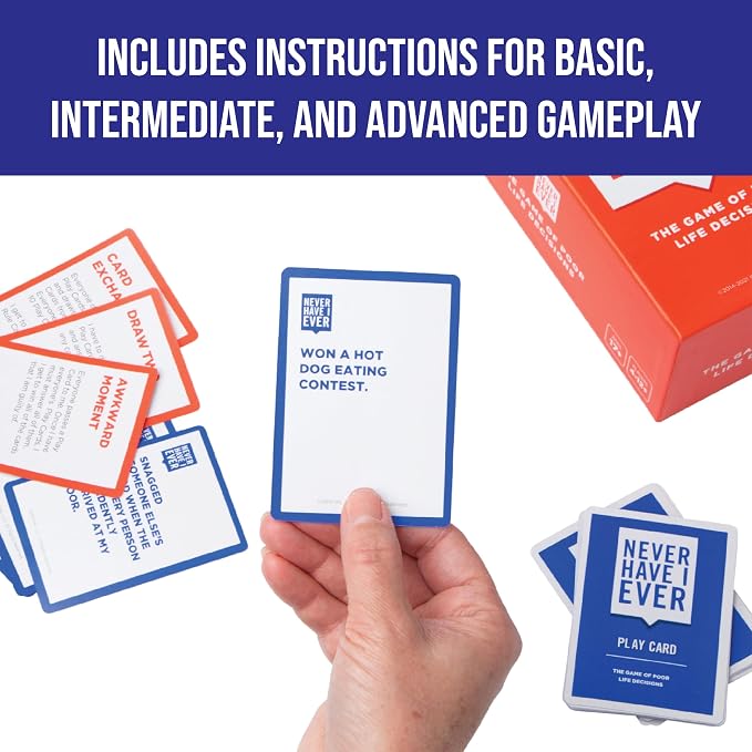 Never Have I Ever Card Game - Party Game of Poor Life Decisions - Ages 17 and Up – The Classic Viral Hilarious and Funny Icebreaker for Adults - 4-12 Players