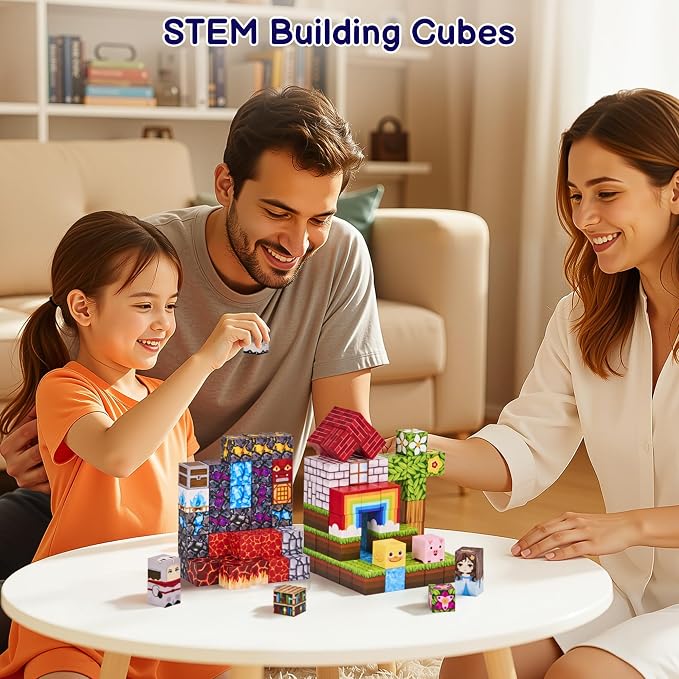 100PCS Magnetic Blocks, Magnetic Building Blocks Cubes Tiles, STEM Educational Stacking Magnets School Game Toys for Kid Ages 3 4 5 6 7 8 9 10 11 Birthday Party Supplies Gifts for Boys and Girls