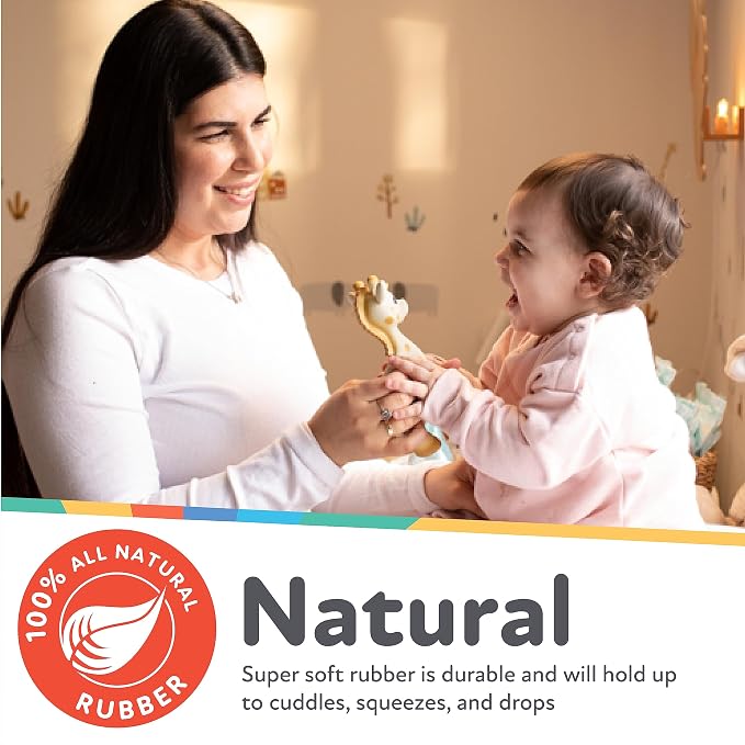 Nuby Jackie The Giraffe Natural Rubber Teether - 3+ Months - Baby Teething Toy