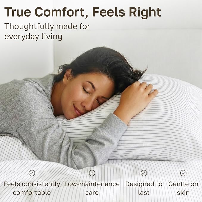 California Design Den Soft 100% Cotton Twin Size Bed Sheets Set, 400 Thread Count Good Housekeeping Award Winner, Smooth Sateen Finish, Cozy and Durable Twin Bedding Set - Pinstripe