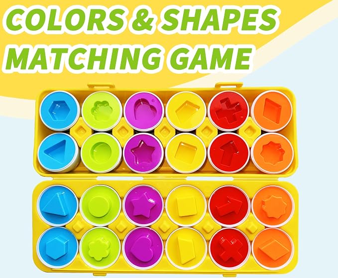 WEEJOYGAM Egg Toy, Toddler Montessori Toys for 1 2 3 Year Old Boy Girl Birthday Gift, Shape Sorter Color Sorting Matching Eggs for Toddlers 1-3, Play Egg Puzzle Sensory Fine Motor Skills Learning Game