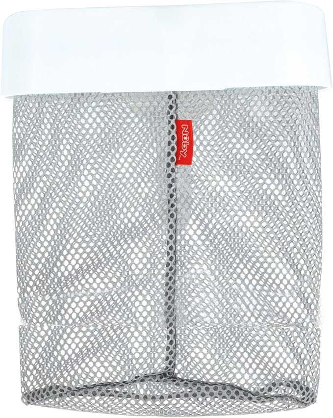 Nuby Mesh Toy Caddy - Bath Toy Storage Organizer with Detachable Suction Hanger - Handle for Easy Scooping - Durable, Quick-Dry Mesh