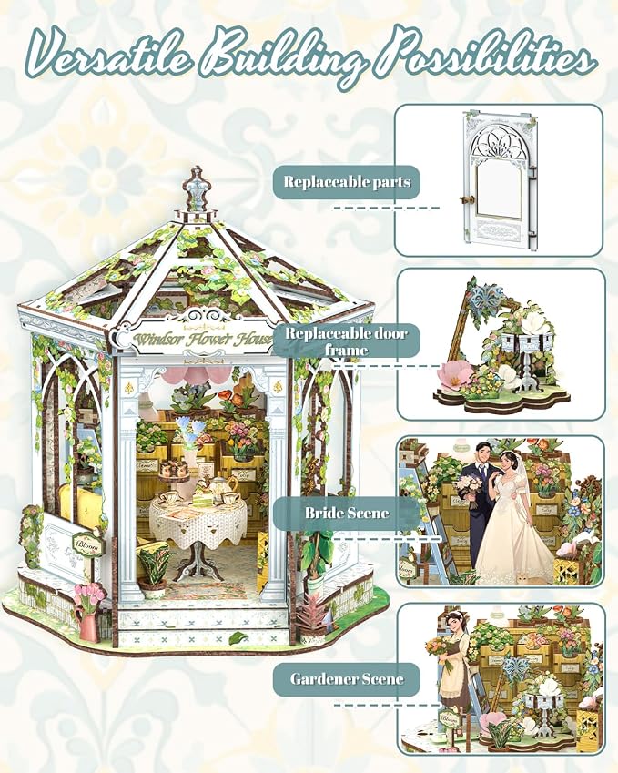 CUTEBEE Garden House Book Nook Kit, DIY Miniature House Kit for Teens Adults, 3D Wooden Puzzle Booknook Tiny House Building Kit for Book Lovers, Gift for Bride and Groom, Family, Friends