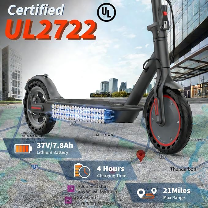 Electric Scooter, 350W-500W Motor, 9 MPH to 22MPH, 10-41 Miles Range, Dual Suspension, Dual Braking, App Control, Foldable Commuter E Scooter for Adults and Teens
