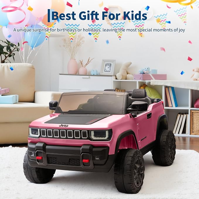 Garvee 24v Licensed Kids Ride on Car, 2 Seater Electric Truck for Big Kids with Parent Remote Control, 3 Speeds, Bluetooth Music, LED Lights for Ages 3-8