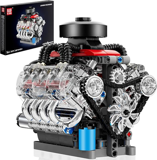 Mould King Mini V8 Engine Kits That Runs, Build Your Own Visible Car Motor, Physical Science Experiment Models for Teens, Best STEM Toy Gifts for 14+ and Adult 10171 (487 Pcs)
