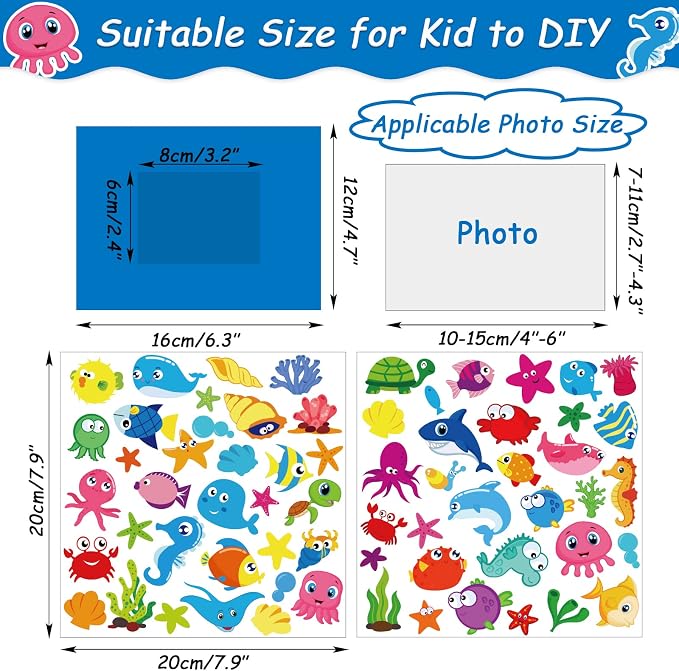 chiazllta 30 Pcs Summer Under the Sea Craft Kits for Ocean Animal DIY Picture Frame Crafts Back to Activities Game Bulletin Board Decorations