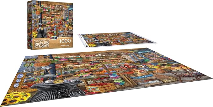RoseArt - Chris Bigelow Country - Mom and Pops 1000 Piece Jigsaw Puzzle - Vintage Country Store Scene– Adult Puzzle – Finished Size 26.625 x 19.25, Made in USA