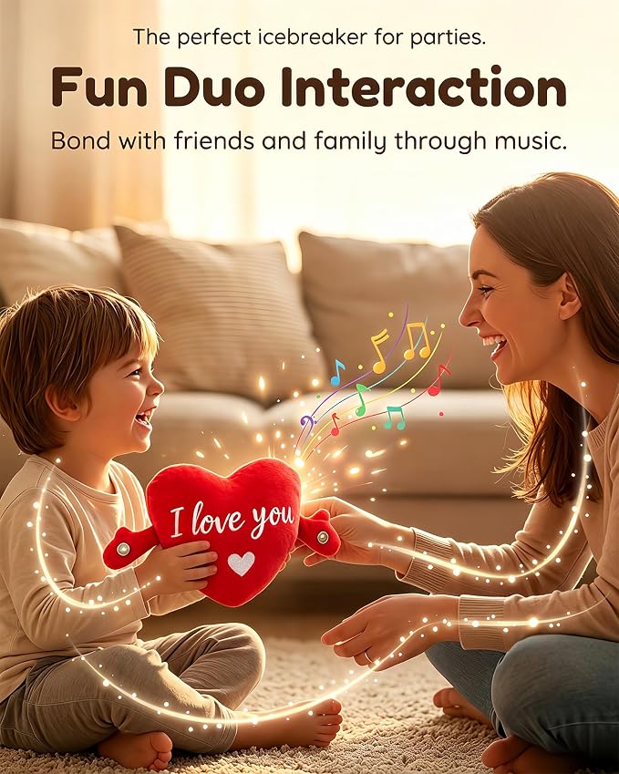 Baby Musical Sensory Toy,nteractive Musical Plush Toy with Sounds，Sensory Activity Learning Educational Kid Toy,Fun Christmas and Birthday Gifts Suitable for Multiplayer Interaction (Heart)