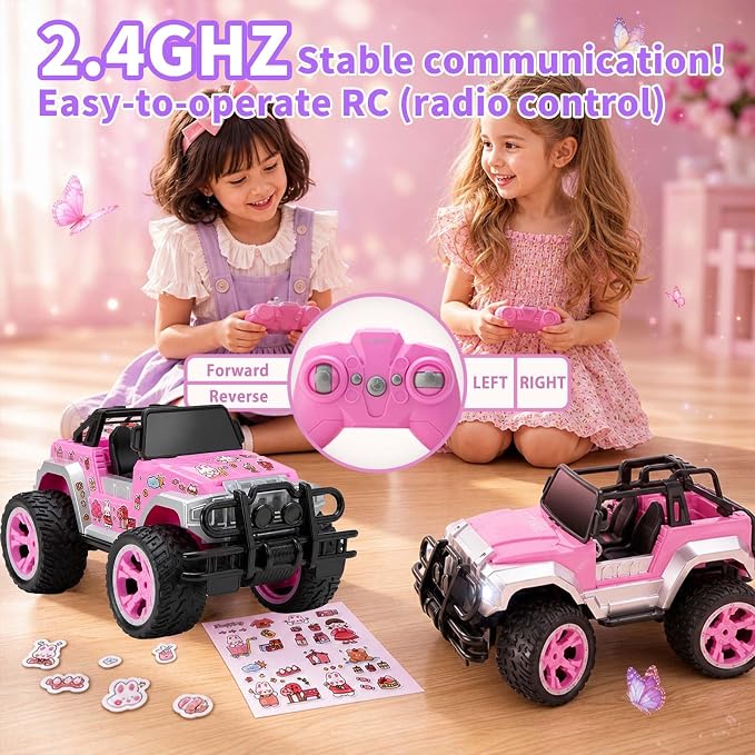 Remote Control Car for Girls, Pink RC Car with Doll and Sticker for Ages 6-10 Years Old Girls, 1:16 Scale 2.4Ghz,OX11S Perfect Christmas Birthday Gifts for Grils